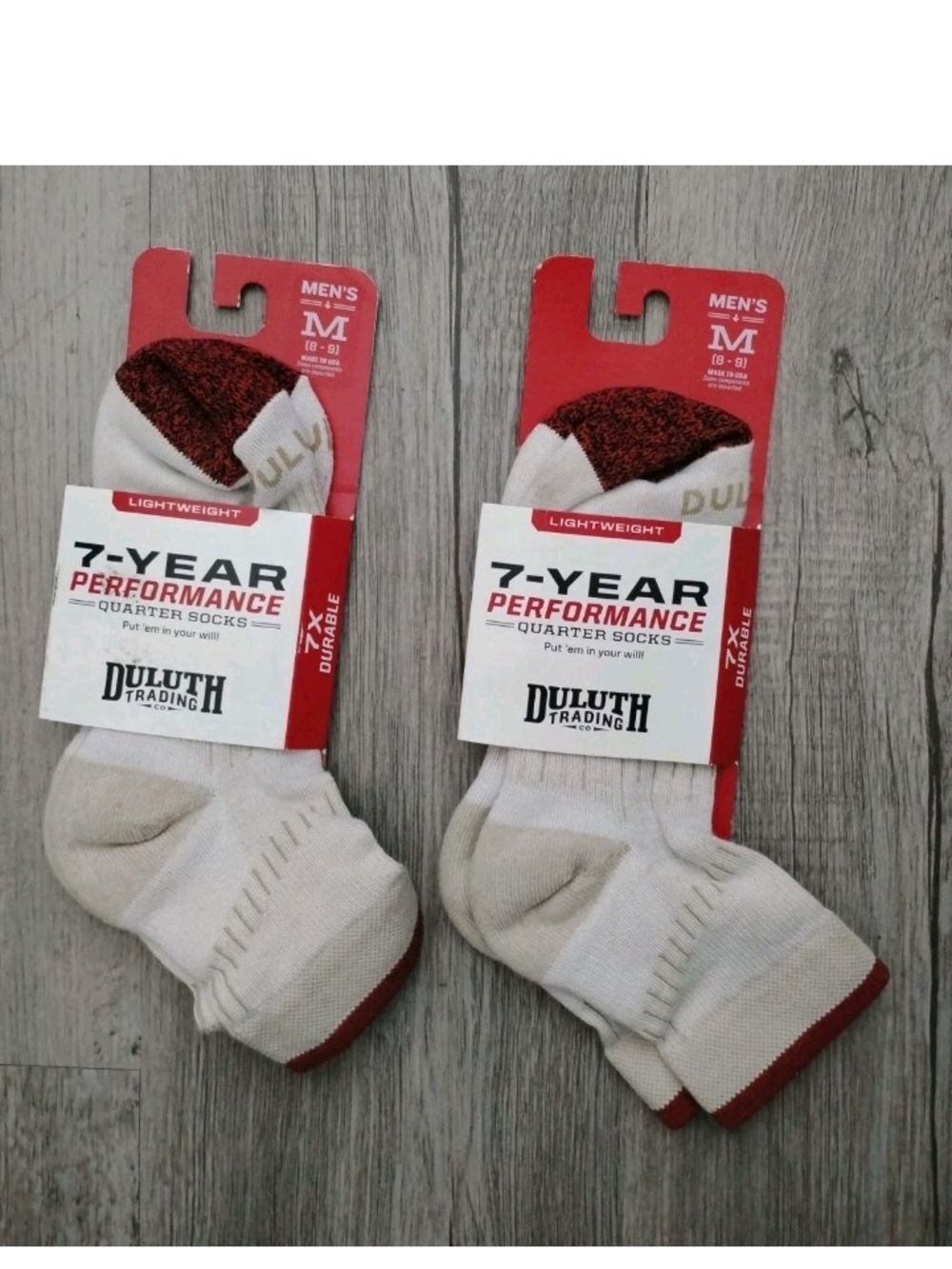 Duluth Trading Co Men's M 7-Year Performance Quarter Socks Oatmeal NEW LOT of 2